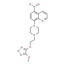 ChemSpider 2D Image | 8-(4-{2-[(4-Methoxy-1,2,5-oxadiazol-3-yl)oxy]ethyl}-1-piperazinyl)-5-nitroquinoline | C18H20N6O5
