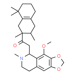 ChemSpider 2D Image | 2-(4-Methoxy-6-methyl-5,6,7,8-tetrahydro[1,3]dioxolo[4,5-g]isoquinolin-5-yl)-1-(2,3,8,8-tetramethyl-1,2,3,4,5,6,7,8-octahydro-2-naphthalenyl)ethanone | C28H39NO4