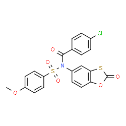 ChemSpider 2D Image | 4-Chloro-N-[(4-methoxyphenyl)sulfonyl]-N-(2-oxo-1,3-benzoxathiol-5-yl)benzamide | C21H14ClNO6S2