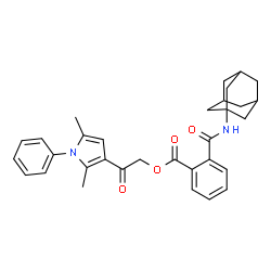ChemSpider 2D Image | 2-(2,5-Dimethyl-1-phenyl-1H-pyrrol-3-yl)-2-oxoethyl 2-(adamantan-1-ylcarbamoyl)benzoate | C32H34N2O4