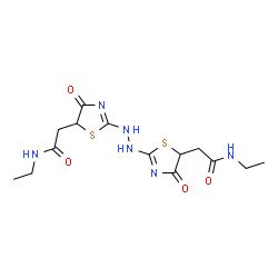 ChemSpider 2D Image | 2,2'-[1,2-Hydrazinediylbis(4-oxo-4,5-dihydro-1,3-thiazole-2,5-diyl)]bis(N-ethylacetamide) | C14H20N6O4S2
