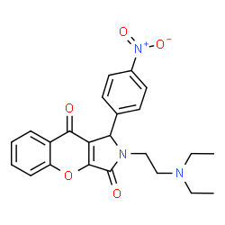 ChemSpider 2D Image | 2-[2-(Diethylamino)ethyl]-1-(4-nitrophenyl)-1,2-dihydrochromeno[2,3-c]pyrrole-3,9-dione | C23H23N3O5
