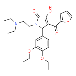 ChemSpider 2D Image | 5-(3,4-Diethoxyphenyl)-1-[2-(diethylamino)ethyl]-4-(2-furoyl)-3-hydroxy-1,5-dihydro-2H-pyrrol-2-one | C25H32N2O6