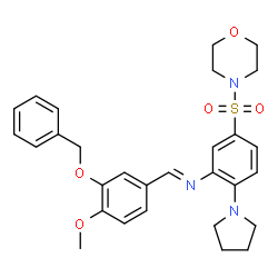 ChemSpider 2D Image | (E)-1-[3-(Benzyloxy)-4-methoxyphenyl]-N-[5-(4-morpholinylsulfonyl)-2-(1-pyrrolidinyl)phenyl]methanimine | C29H33N3O5S