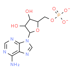ChemSpider 2D Image | 9-(5-O-Phosphonatopentofuranosyl)-9H-purin-6-amine | C10H12N5O7P