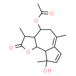 ChemSpider 2D Image | 9-Hydroxy-3,6,9-trimethyl-2-oxo-2,3,3a,4,5,9,9a,9b-octahydroazuleno[4,5-b]furan-4-yl acetate | C17H22O5