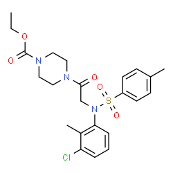 ChemSpider 2D Image | Ethyl 4-{N-(3-chloro-2-methylphenyl)-N-[(4-methylphenyl)sulfonyl]glycyl}-1-piperazinecarboxylate | C23H28ClN3O5S