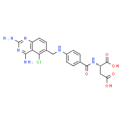 ChemSpider 2D Image | N-(4-{[(2,4-Diamino-5-chloro-6-quinazolinyl)methyl]amino}benzoyl)-L-aspartic acid | C20H19ClN6O5