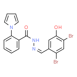 ChemSpider 2D Image | N'-[(Z)-(2,4-Dibromo-5-hydroxyphenyl)methylene]-2-(1H-pyrrol-1-yl)benzohydrazide | C18H13Br2N3O2