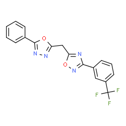 ChemSpider 2D Image | 5-[(5-Phenyl-1,3,4-oxadiazol-2-yl)methyl]-3-[3-(trifluoromethyl)phenyl]-1,2,4-oxadiazole | C18H11F3N4O2
