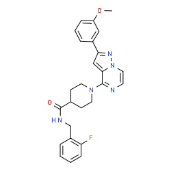 ChemSpider 2D Image | N-(2-Fluorobenzyl)-1-[2-(3-methoxyphenyl)pyrazolo[1,5-a]pyrazin-4-yl]-4-piperidinecarboxamide | C26H26FN5O2