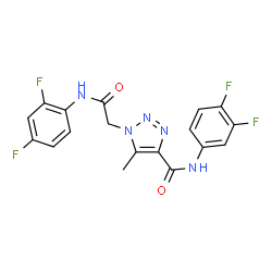 ChemSpider 2D Image | N-(3,4-Difluorophenyl)-1-{2-[(2,4-difluorophenyl)amino]-2-oxoethyl}-5-methyl-1H-1,2,3-triazole-4-carboxamide | C18H13F4N5O2