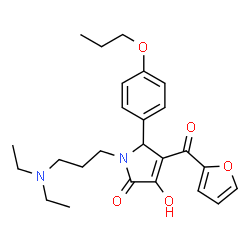 ChemSpider 2D Image | 1-[3-(Diethylamino)propyl]-4-(2-furoyl)-3-hydroxy-5-(4-propoxyphenyl)-1,5-dihydro-2H-pyrrol-2-one | C25H32N2O5