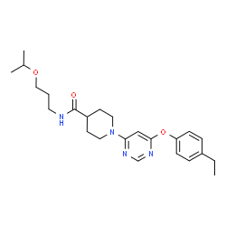 ChemSpider 2D Image | 1-[6-(4-Ethylphenoxy)-4-pyrimidinyl]-N-(3-isopropoxypropyl)-4-piperidinecarboxamide | C24H34N4O3