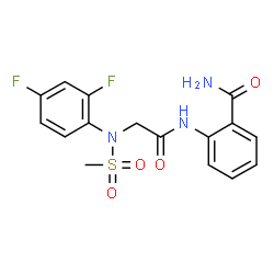 ChemSpider 2D Image | 2-{[N-(2,4-Difluorophenyl)-N-(methylsulfonyl)glycyl]amino}benzamide | C16H15F2N3O4S