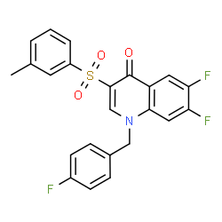 ChemSpider 2D Image | 6,7-Difluoro-1-(4-fluorobenzyl)-3-[(3-methylphenyl)sulfonyl]-4(1H)-quinolinone | C23H16F3NO3S