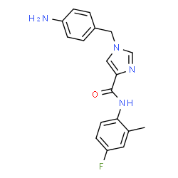 ChemSpider 2D Image | 1-(4-Aminobenzyl)-N-(4-fluoro-2-methylphenyl)-1H-imidazole-4-carboxamide | C18H17FN4O