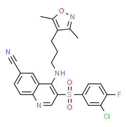 ChemSpider 2D Image | 3-[(3-Chloro-4-fluorophenyl)sulfonyl]-4-{[3-(3,5-dimethyl-1,2-oxazol-4-yl)propyl]amino}-6-quinolinecarbonitrile | C24H20ClFN4O3S