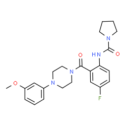 ChemSpider 2D Image | N-(4-Fluoro-2-{[4-(3-methoxyphenyl)-1-piperazinyl]carbonyl}phenyl)-1-pyrrolidinecarboxamide | C23H27FN4O3