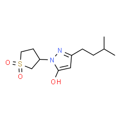 ChemSpider 2D Image | 1-(1,1-Dioxidotetrahydro-3-thiophenyl)-3-(3-methylbutyl)-1H-pyrazol-5-ol | C12H20N2O3S