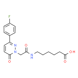 ChemSpider 2D Image | 6-({[3-(4-Fluorophenyl)-6-oxo-1(6H)-pyridazinyl]acetyl}amino)hexanoic acid | C18H20FN3O4