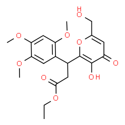 ChemSpider 2D Image | Ethyl 3-[3-hydroxy-6-(hydroxymethyl)-4-oxo-4H-pyran-2-yl]-3-(2,4,5-trimethoxyphenyl)propanoate | C20H24O9