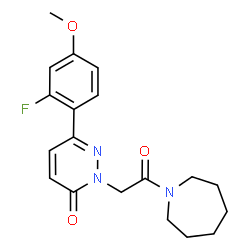 ChemSpider 2D Image | 2-[2-(1-Azepanyl)-2-oxoethyl]-6-(2-fluoro-4-methoxyphenyl)-3(2H)-pyridazinone | C19H22FN3O3