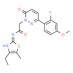 ChemSpider 2D Image | N-(4-Ethyl-5-methyl-1,3-thiazol-2-yl)-2-[3-(2-fluoro-4-methoxyphenyl)-6-oxo-1(6H)-pyridazinyl]acetamide | C19H19FN4O3S