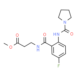 ChemSpider 2D Image | Methyl N-{5-fluoro-2-[(1-pyrrolidinylcarbonyl)amino]benzoyl}-beta-alaninate | C16H20FN3O4