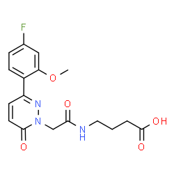 ChemSpider 2D Image | 4-({[3-(4-Fluoro-2-methoxyphenyl)-6-oxo-1(6H)-pyridazinyl]acetyl}amino)butanoic acid | C17H18FN3O5
