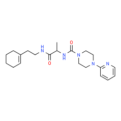 ChemSpider 2D Image | N-(1-{[2-(1-Cyclohexen-1-yl)ethyl]amino}-1-oxo-2-propanyl)-4-(2-pyridinyl)-1-piperazinecarboxamide | C21H31N5O2