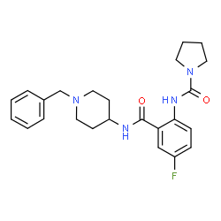 ChemSpider 2D Image | N-{2-[(1-Benzyl-4-piperidinyl)carbamoyl]-4-fluorophenyl}-1-pyrrolidinecarboxamide | C24H29FN4O2