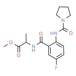 ChemSpider 2D Image | Methyl N-{5-fluoro-2-[(1-pyrrolidinylcarbonyl)amino]benzoyl}alaninate | C16H20FN3O4