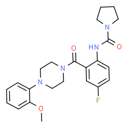 ChemSpider 2D Image | N-(4-Fluoro-2-{[4-(2-methoxyphenyl)-1-piperazinyl]carbonyl}phenyl)-1-pyrrolidinecarboxamide | C23H27FN4O3