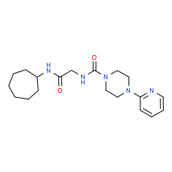 ChemSpider 2D Image | N-[2-(Cycloheptylamino)-2-oxoethyl]-4-(2-pyridinyl)-1-piperazinecarboxamide | C19H29N5O2