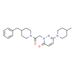 ChemSpider 2D Image | 2-[2-(4-Benzyl-1-piperidinyl)-2-oxoethyl]-6-(4-methyl-1-piperidinyl)-3(2H)-pyridazinone | C24H32N4O2