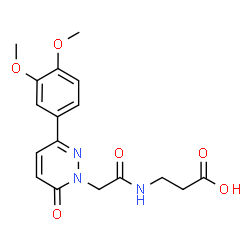 ChemSpider 2D Image | N-{[3-(3,4-Dimethoxyphenyl)-6-oxo-1(6H)-pyridazinyl]acetyl}-beta-alanine | C17H19N3O6