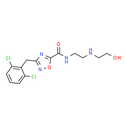 ChemSpider 2D Image | 3-(2,6-Dichlorobenzyl)-N-{2-[(2-hydroxyethyl)amino]ethyl}-1,2,4-oxadiazole-5-carboxamide | C14H16Cl2N4O3