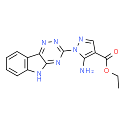 ChemSpider 2D Image | Ethyl 5-amino-1-(2H-[1,2,4]triazino[5,6-b]indol-3-yl)-1H-pyrazole-4-carboxylate | C15H13N7O2