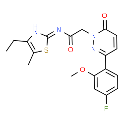 ChemSpider 2D Image | N-(4-Ethyl-5-methyl-1,3-thiazol-2-yl)-2-[3-(4-fluoro-2-methoxyphenyl)-6-oxo-1(6H)-pyridazinyl]acetamide | C19H19FN4O3S