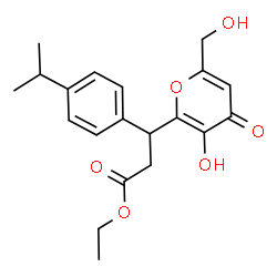 ChemSpider 2D Image | Ethyl 3-[3-hydroxy-6-(hydroxymethyl)-4-oxo-4H-pyran-2-yl]-3-(4-isopropylphenyl)propanoate | C20H24O6