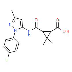 ChemSpider 2D Image | 3-{[1-(4-Fluorophenyl)-3-methyl-1H-pyrazol-5-yl]carbamoyl}-2,2-dimethylcyclopropanecarboxylic acid | C17H18FN3O3