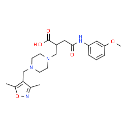 ChemSpider 2D Image | 2-({4-[(3,5-Dimethyl-1,2-oxazol-4-yl)methyl]-1-piperazinyl}methyl)-4-[(3-methoxyphenyl)amino]-4-oxobutanoic acid | C22H30N4O5