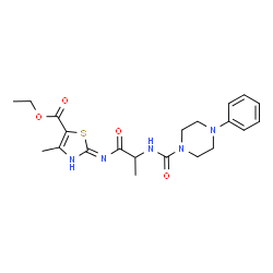 ChemSpider 2D Image | Ethyl 4-methyl-2-({N-[(4-phenyl-1-piperazinyl)carbonyl]alanyl}amino)-1,3-thiazole-5-carboxylate | C21H27N5O4S