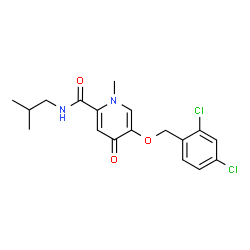 ChemSpider 2D Image | 5-[(2,4-Dichlorobenzyl)oxy]-N-isobutyl-1-methyl-4-oxo-1,4-dihydro-2-pyridinecarboxamide | C18H20Cl2N2O3