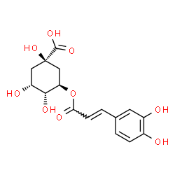 ChemSpider 2D Image | (1R,3R,4R,5R)-3-{[(2E)-3-(3,4-Dihydroxyphenyl)-2-propenoyl]oxy}-1,4,5-trihydroxycyclohexanecarboxylic acid | C16H18O9
