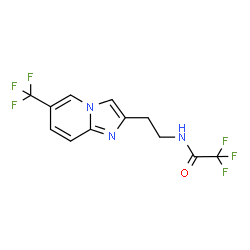 ChemSpider 2D Image | 2,2,2-Trifluoro-N-{2-[6-(trifluoromethyl)imidazo[1,2-a]pyridin-2-yl]ethyl}acetamide | C12H9F6N3O