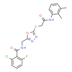 ChemSpider 2D Image | 2-Chloro-N-{[5-({2-[(2,3-dimethylphenyl)amino]-2-oxoethyl}sulfanyl)-1,3,4-oxadiazol-2-yl]methyl}-6-fluorobenzamide | C20H18ClFN4O3S
