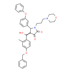 ChemSpider 2D Image | 4-{[4-(Benzyloxy)-2-methylphenyl](hydroxy)methylene}-1-[3-(4-morpholinyl)propyl]-5-(3-phenoxyphenyl)-2,3-pyrrolidinedione | C38H38N2O6
