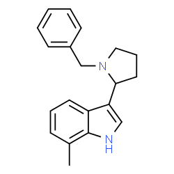 ChemSpider 2D Image | 3-(1-Benzyl-2-pyrrolidinyl)-7-methyl-1H-indole | C20H22N2